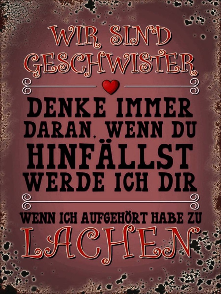 Holzschild 40x30 cm wir Geschwister denke immer