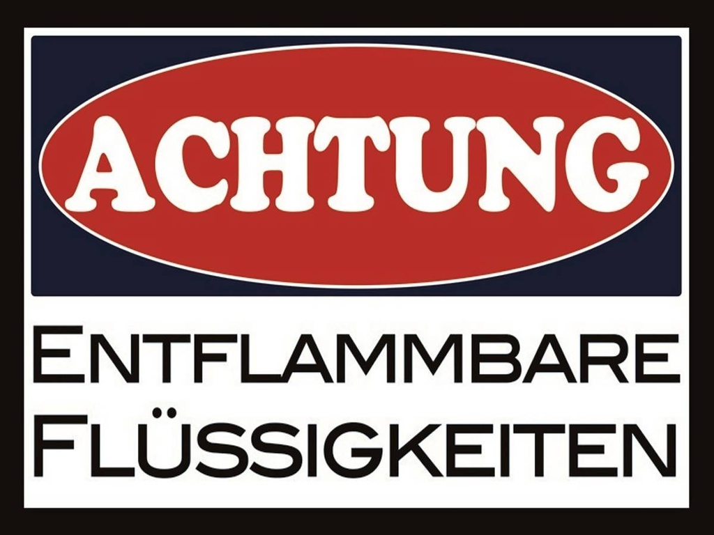 Holzschild 30x40 cm Achtung entflammbar Flüssigkeit
