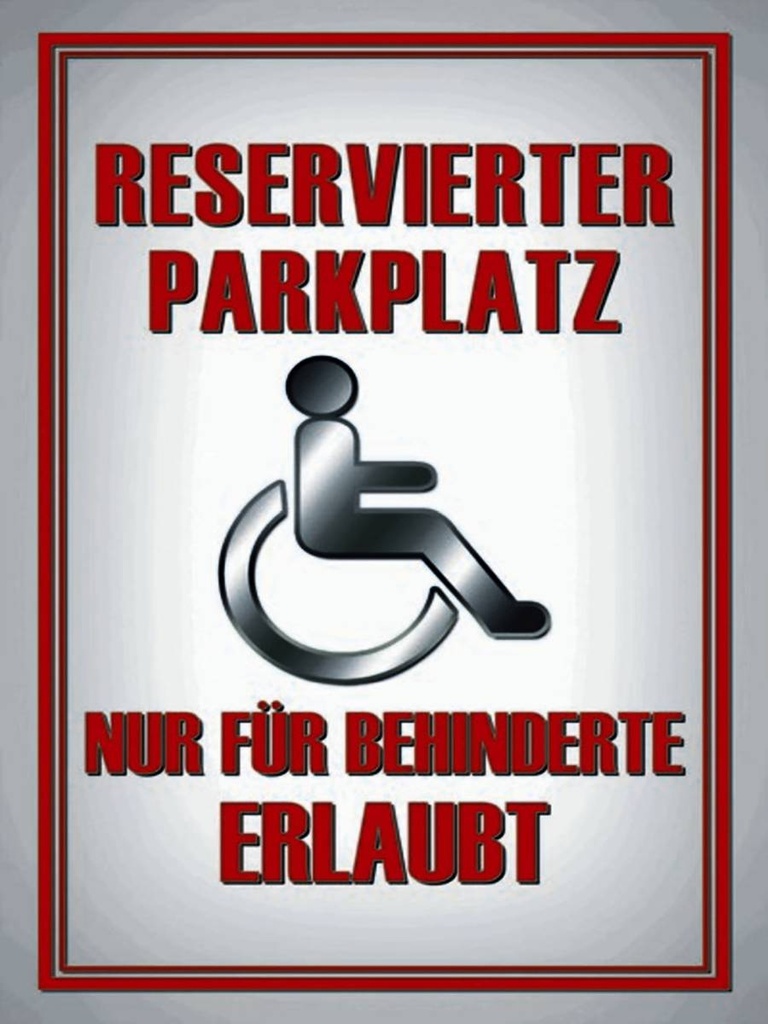 Holzschild 40x30 cm Parken Parkplatz nur für Behinderte