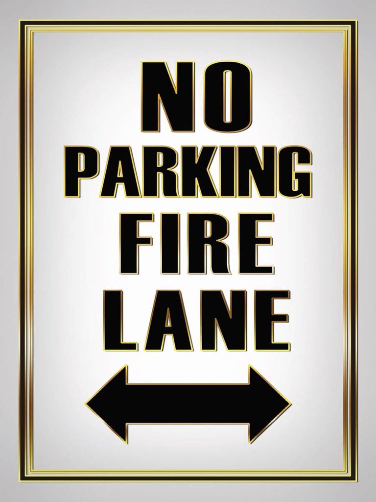 Holzschild 40x30 cm No Parking fire lane left right