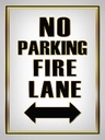 Holzschild 40x30 cm No Parking fire lane left right