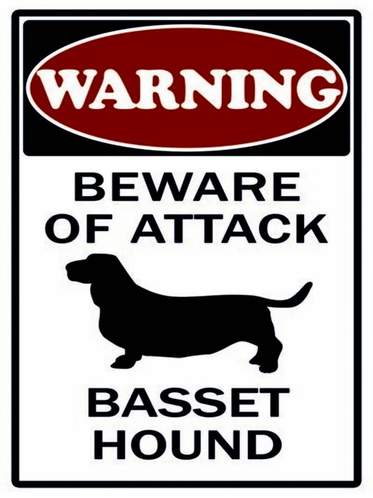 [LA-1791539-H] Holzschild 40x30 cm beware of attack Basset Hound