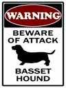 Holzschild 40x30 cm beware of attack Basset Hound