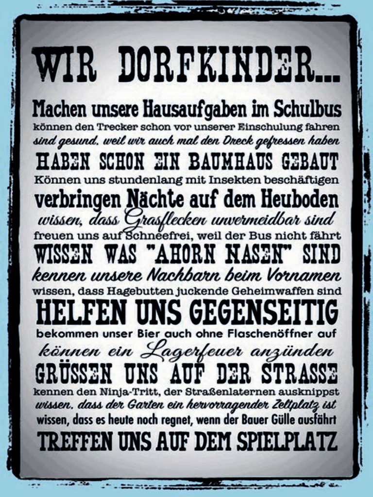 Holzschild 40x30 cm wir Dorfkinder Hausaufgaben Bus