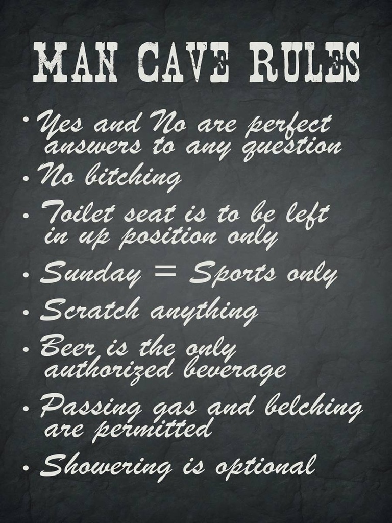Holzschild 40x30 cm man cave rules Männer Regeln
