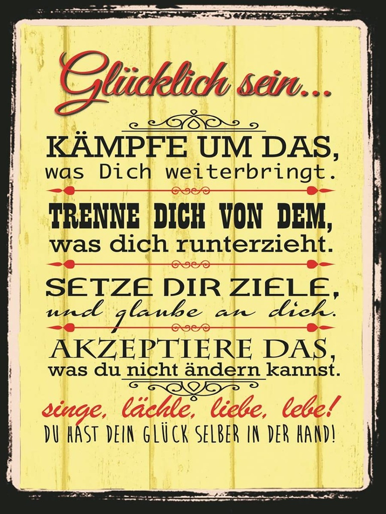 Holzschild 40x30 cm Glücklich singe lächle liebe