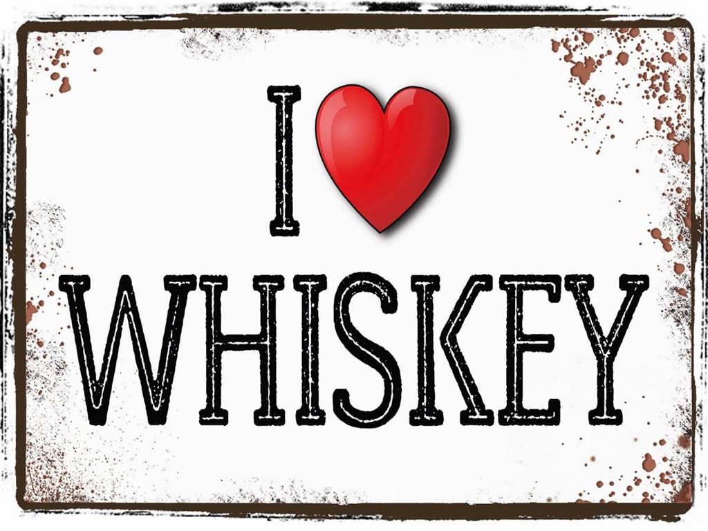 Holzschild 30x40 cm Alkohol i love Whiskey
