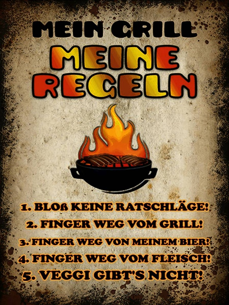 Holzschild 40x30 cm Mein Grill meine Regeln Fleisch