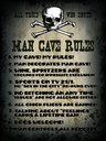 Holzschild 40x30 cm Man cave rules wine spritzers