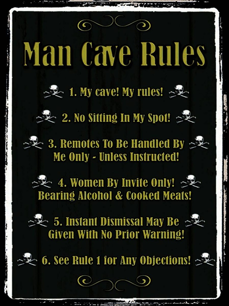 Holzschild 40x30 cm Man cave Rules no sitting Spot