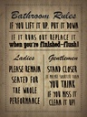 Holzschild 40x30 cm Bathroom Rules Ladies Gentlemen