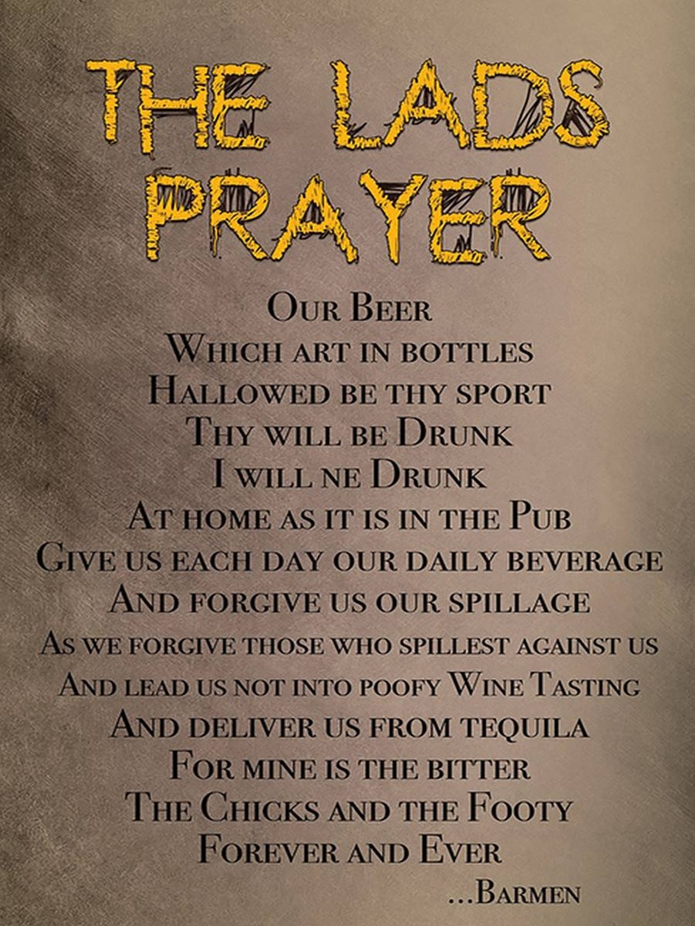Holzschild 40x30 cm the lads Prayer our Beer which