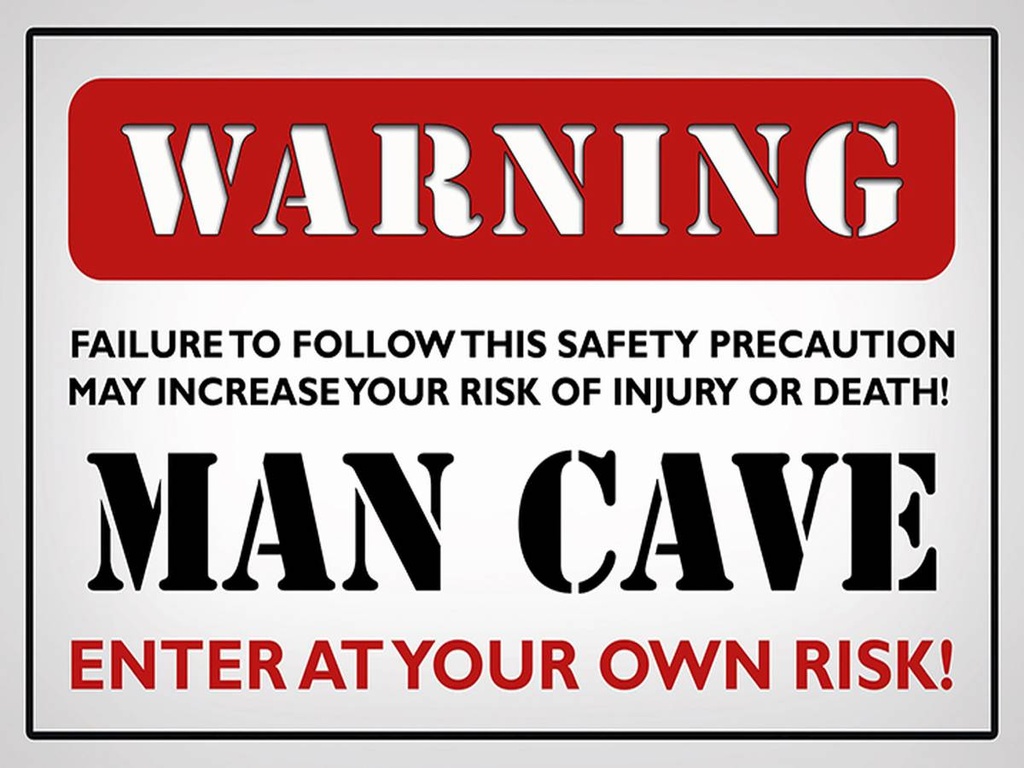 Holzschild 30x40 cm Warning man cave enter at your