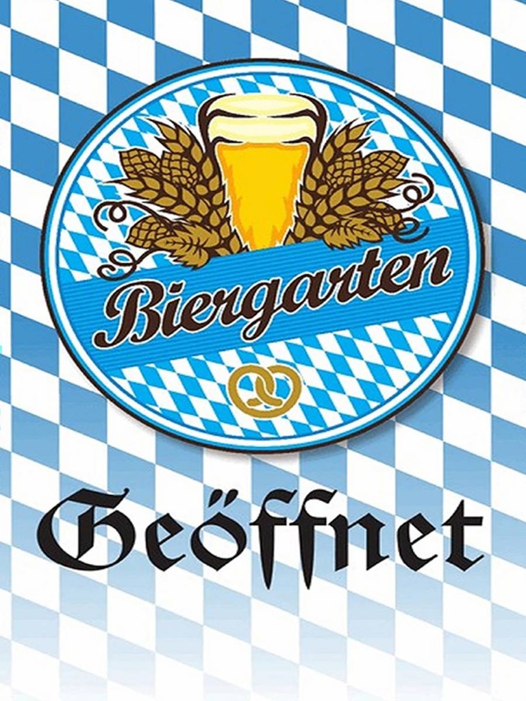 Holzschild 40x30 cm Biergarten Bier Brezel Bayern