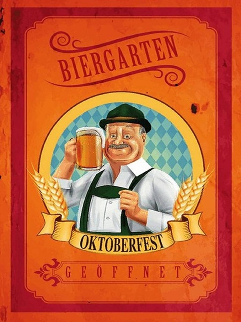 Holzschild 40x30 cm Biergarten geöffnet Oktoberfest