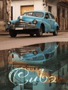Holzschild 40x30 cm Cuba Auto blau Oldtimer
