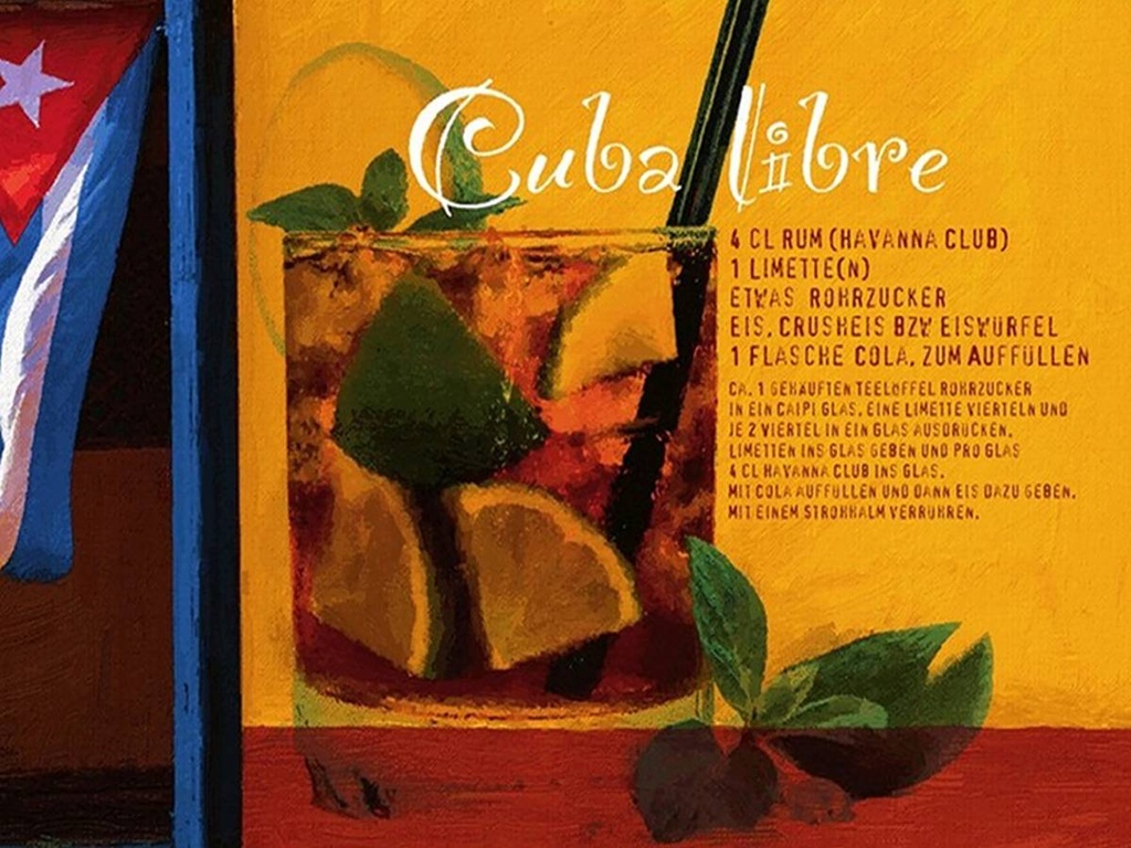 Holzschild 30x40 cm Cuba Libre Rezept Rum Havanna