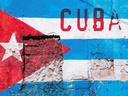Holzschild 30x40 cm Flagge Cuba Fahne auf eine Mauer