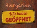 Holzschild 30x40 cm Biergarten wir haben geöffnet