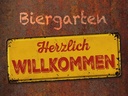 Holzschild 30x40 cm Biergarten herzlich willkommen