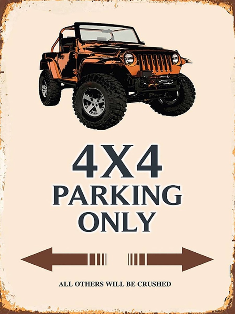Holzschild 40x30 cm 4x4 parking only Geländewagen