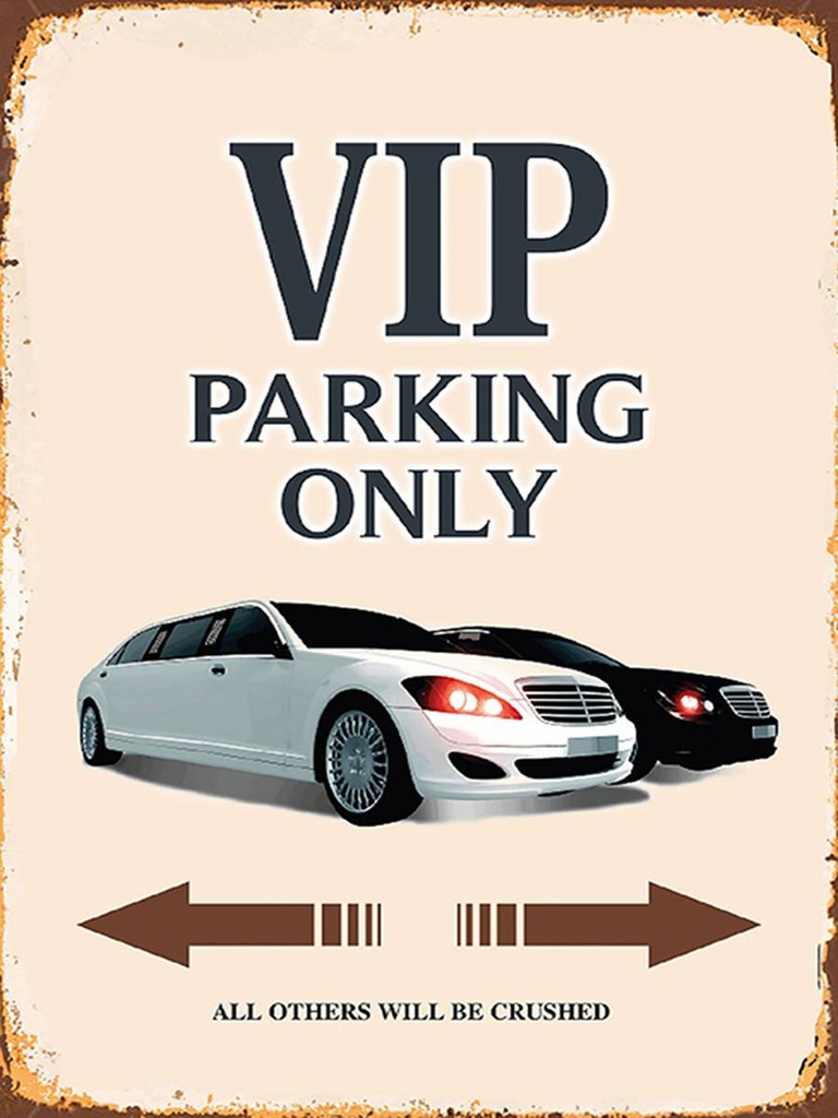 Holzschild 40x30 cm VIP Parking only all others will