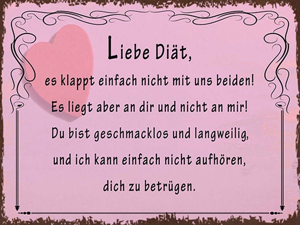Holzschild 30x40 cm liebe Diät klappt nicht mit uns