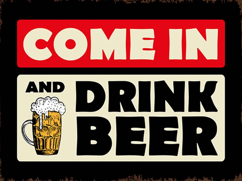 Holzschild 30x40 cm come in and drink beer Bier