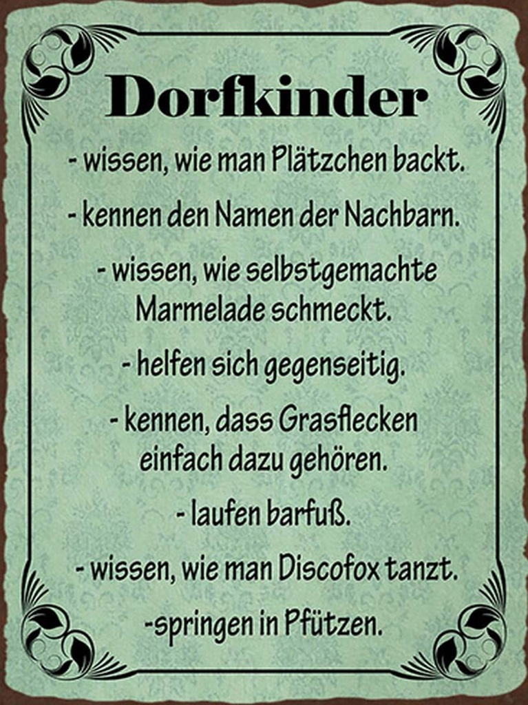 Holzschild 40x30 cm Dorfkinder wissen wie Plätzchen