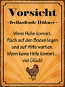 Holzschild 40x30 cm Vorsicht freilaufende Hühner