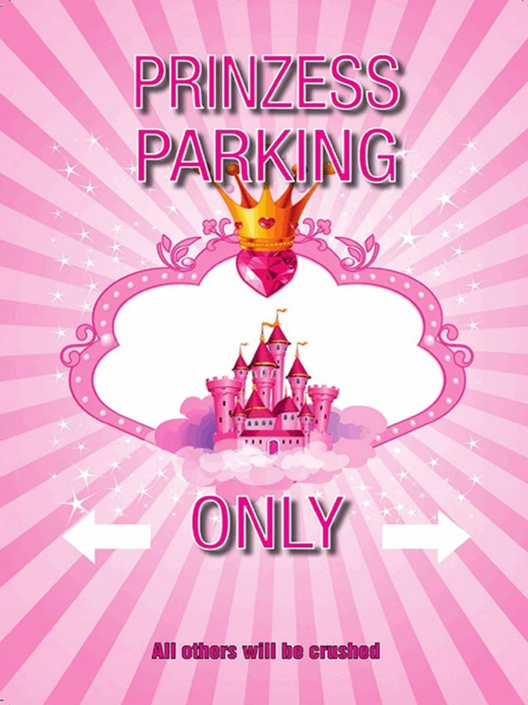 Holzschild 40x30 cm Prinzess parking only rosa Krone