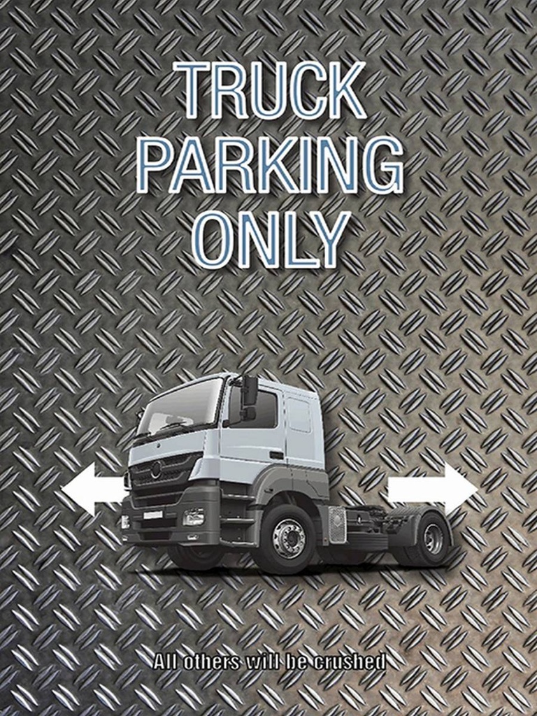 Holzschild 40x30 cm Parken Truck parking only