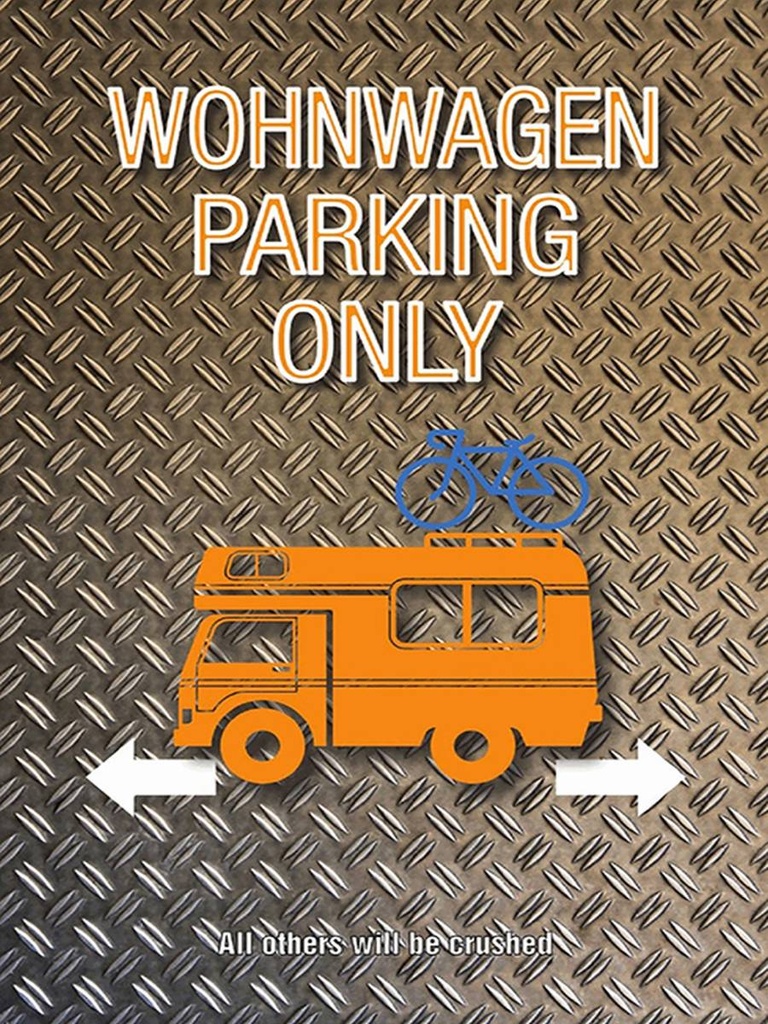 Holzschild 40x30 cm Wohnwagen parking only