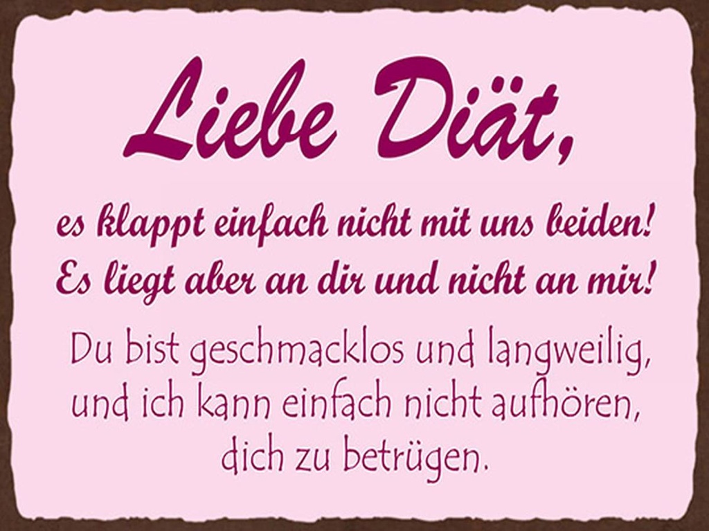 Holzschild 30x40 cm liebe Diät klappt einfach nicht