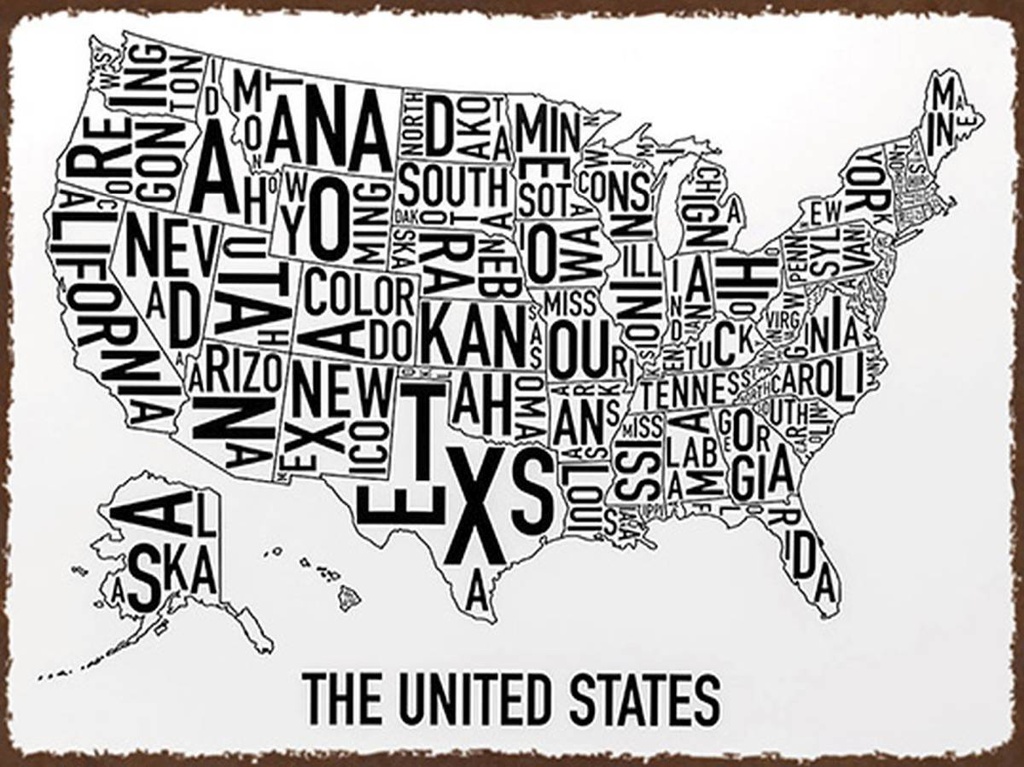 Holzschild 30x40 cm Karte The United States Texas Kansas