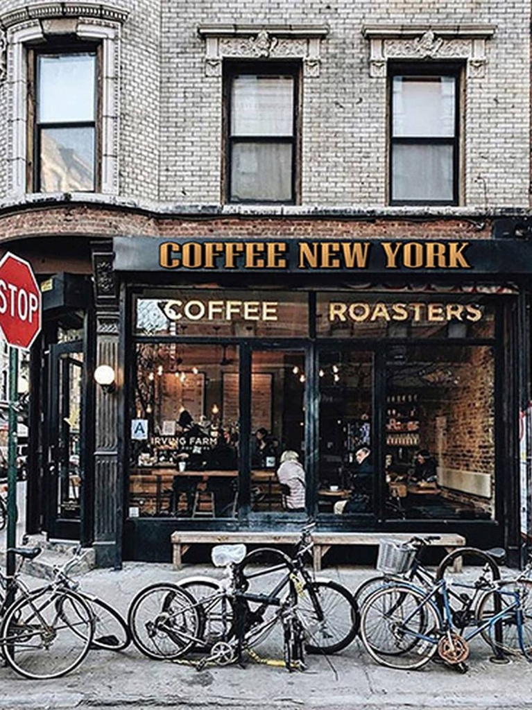 Holzschild 40x30 cm Coffee new York Kaffee