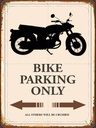 Holzschild 40x30 cm Bike parking only Motorrad