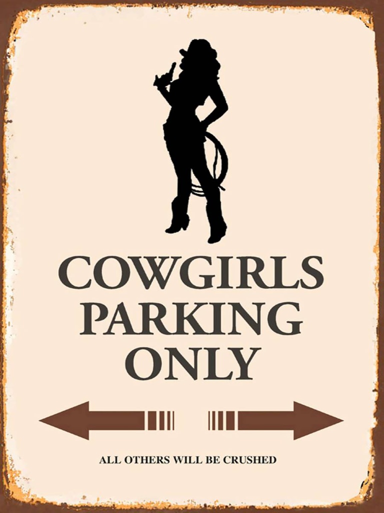 Holzschild 40x30 cm Cowgirls parking only