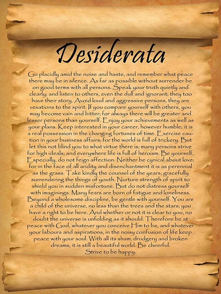 Holzschild 40x30 cm Desiderata Gedicht Englisch