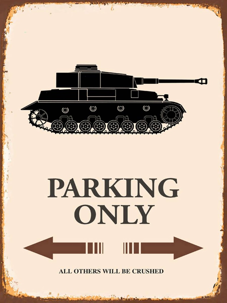[LA-1791751-H] Holzschild 40x30 cm Panzer parking only