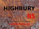 Holzschild 30x40 cm London England Highbury N5