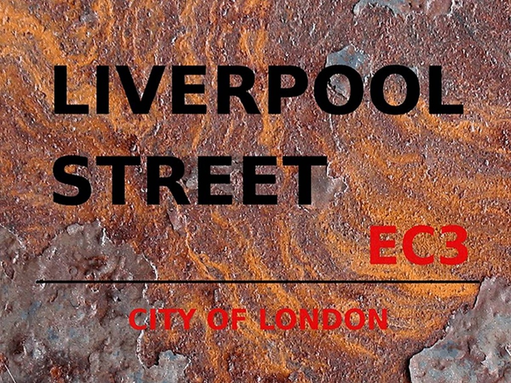 [LA-1791806-H] Holzschild 30x40 cm London City Liverpool Street EC3