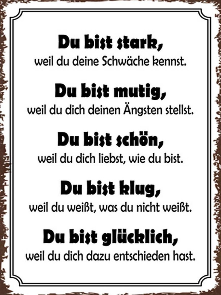 Holzschild 40x30 cm Du bist stark, mutig, schön