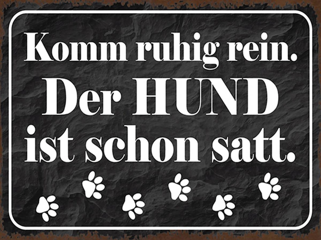 [LA-1791910-H] Holzschild 30x40 cm Komm rein Hund ist schon satt