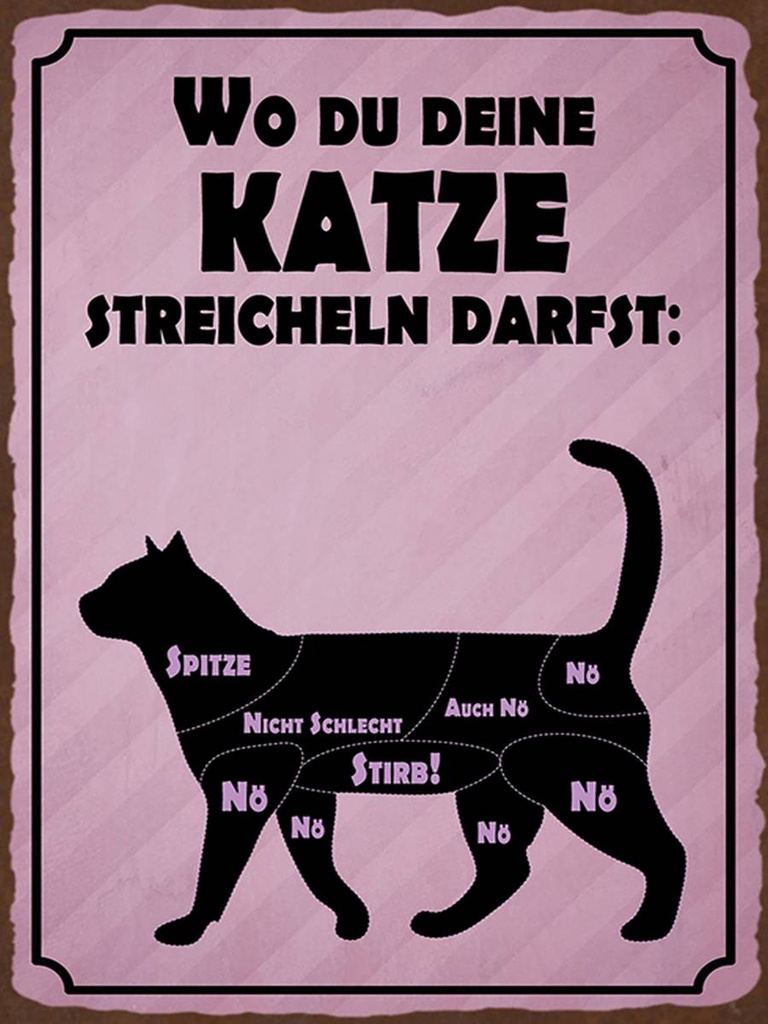 Holzschild 40x30 cm wo du deine Katze streicheln