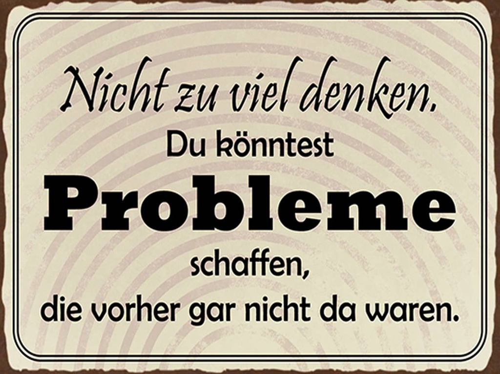 Holzschild 30x40 cm nicht viel denken können Problem