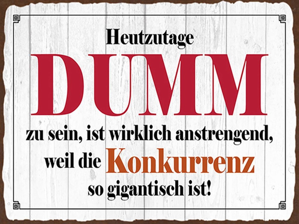 Holzschild 30x40 cm Heutzutage DUMM zu sein ist