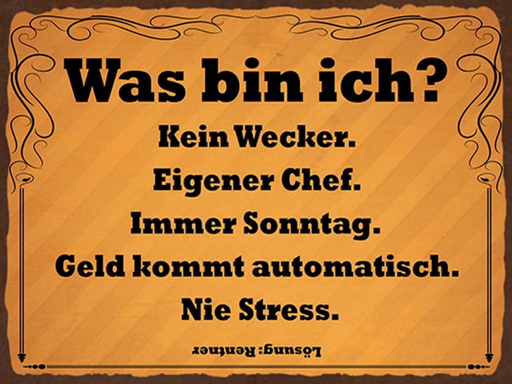 Holzschild 30x40 cm was bin ich kein Wecker