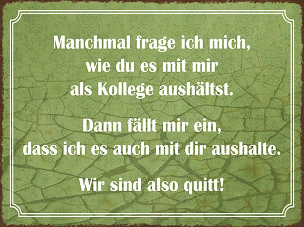 Holzschild 30x40 cm wie du mit mir als Kollege