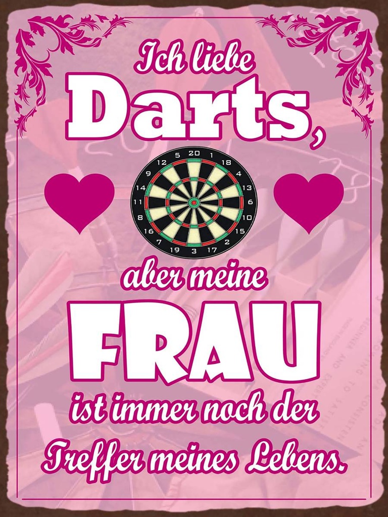 Holzschild 40x30 cm ich liebe Darts aber meine Frau